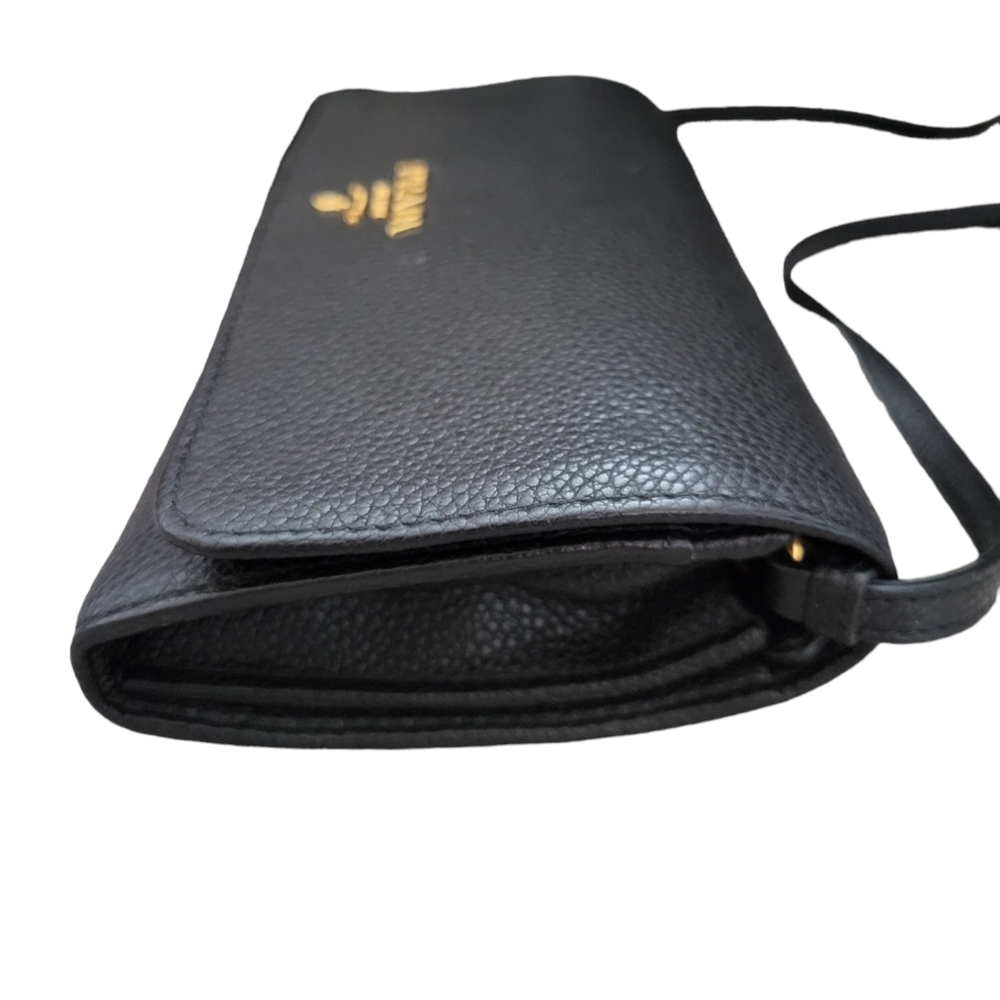 PRADA Black Leather Wallet On Chain Crossbody Bag Shoulder Bag - Picture 7 of 16